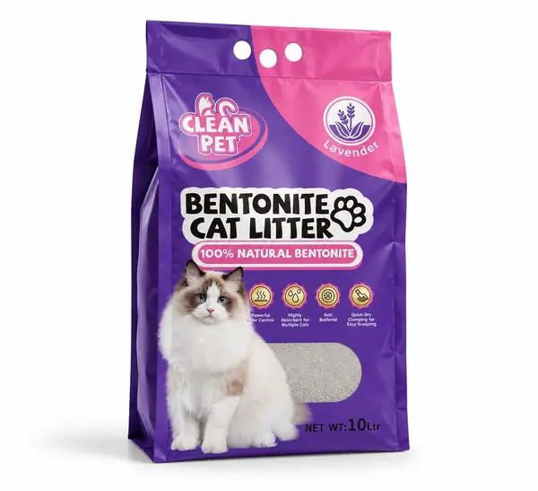 Arena sanitaria para gatos de bentonita, aroma lavanda