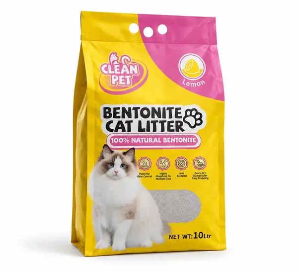 Arena sanitaria para gatos de bentonita, aroma limón