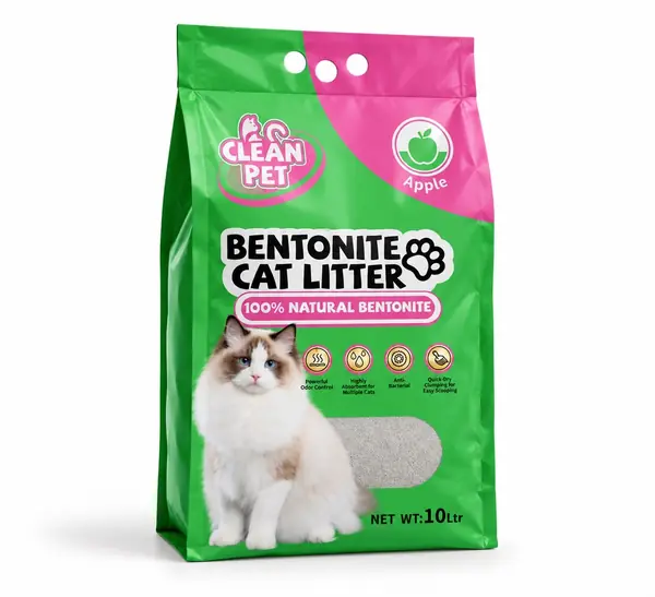 Arena sanitaria para gatos de bentonita, aroma manzana